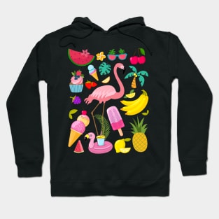 Summer Torpical Fruits Banana Flamingo Ice Cream Lover Hoodie